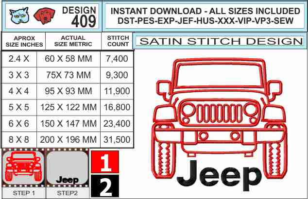 Jeep Wrangler Embroidery Outline - Image 2