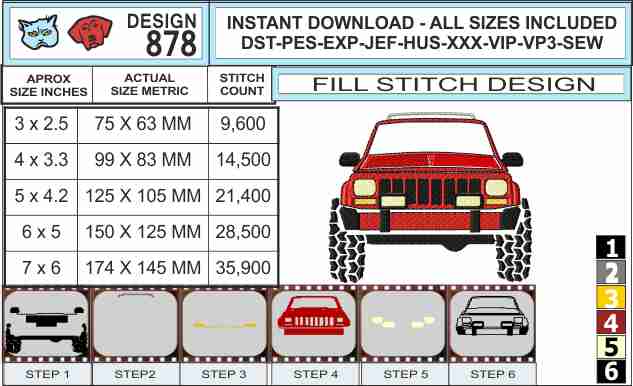 Jeep Cherokee Embroidery Design - Image 2