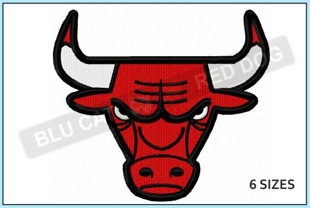 Chicago Bulls Embroidery Design ⋆ 6 sizes ⋆ Blu Cat Red Dog