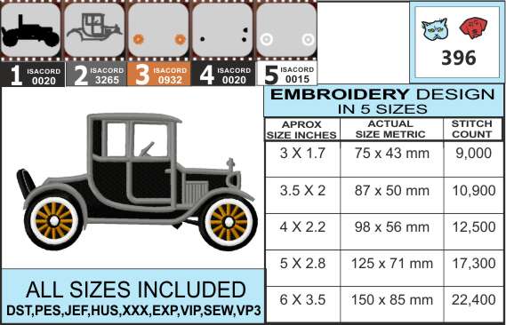 Model T Coupe Embroidery Design - Image 2