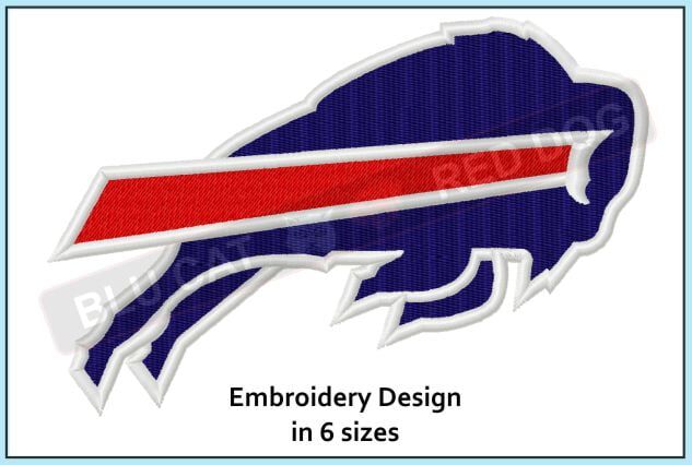 thumbnail interactive-video image 1 of Buffalo Bills NFL Football Embroidered Iron-On Patch – 6 X 1 3/4 Inches 1 of 5